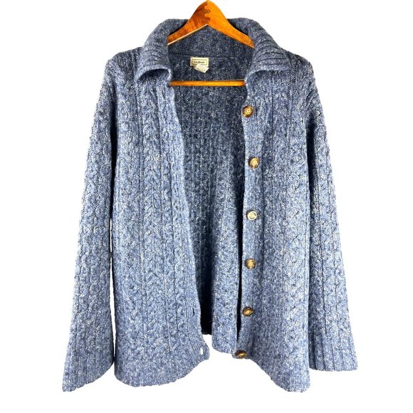 Grandma L.L Bean Cable Knit Wool Blend Button Cardigan, Women's X-Large Regular - Picture 5 of 10